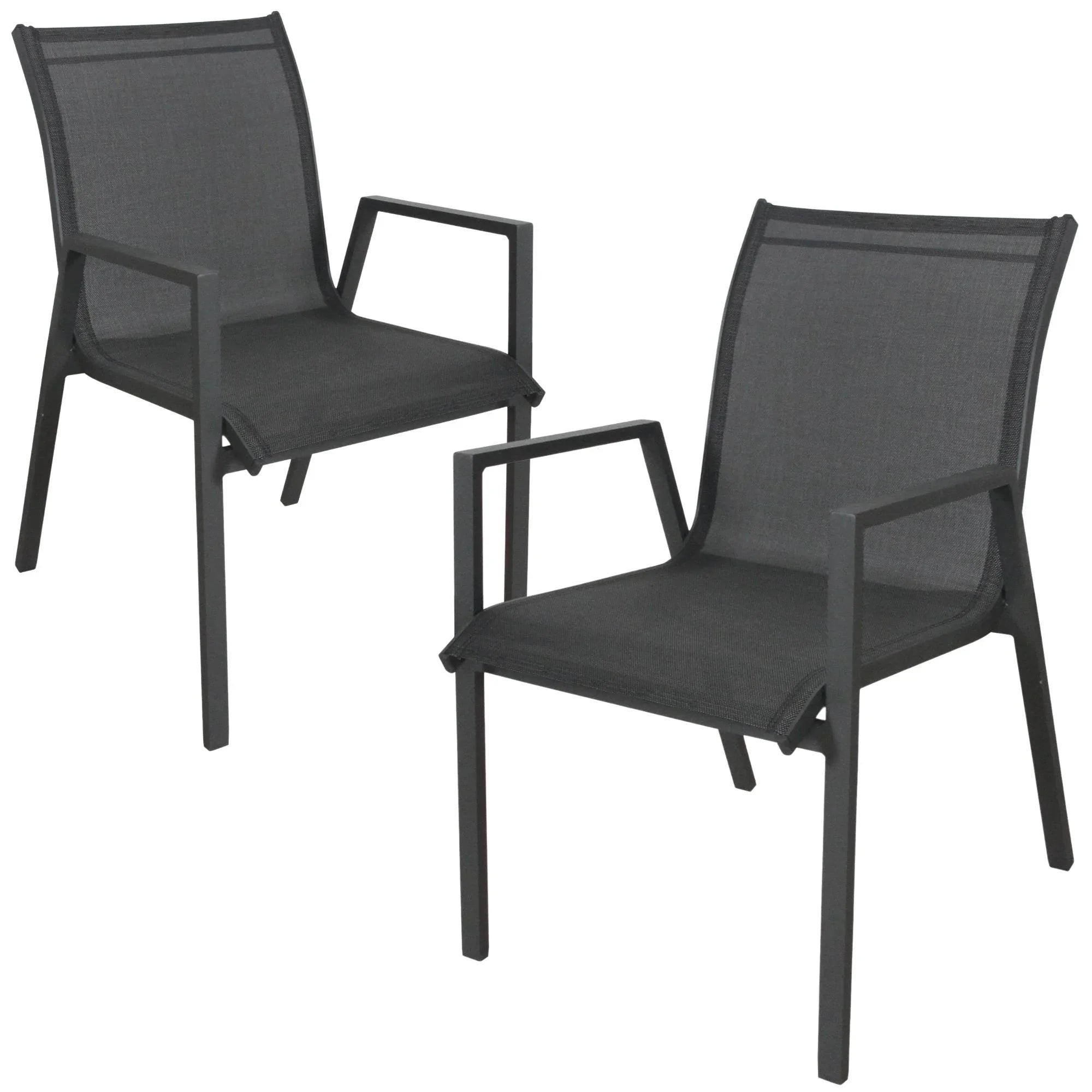 Iberia 2pc Set Aluminium Outdoor Dining Table Chair Charcoal - Flea Market